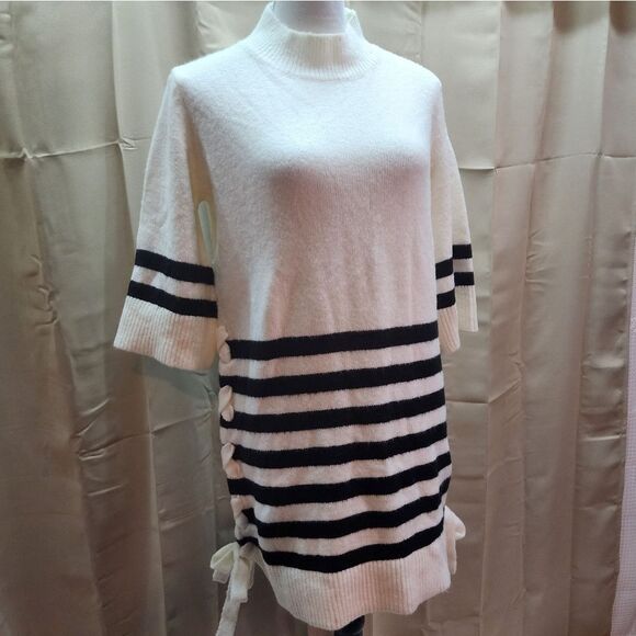 Anthropologie COA White and Black Striped Sweater Dress Size Small (COA sz 1) - Picture 9 of 9